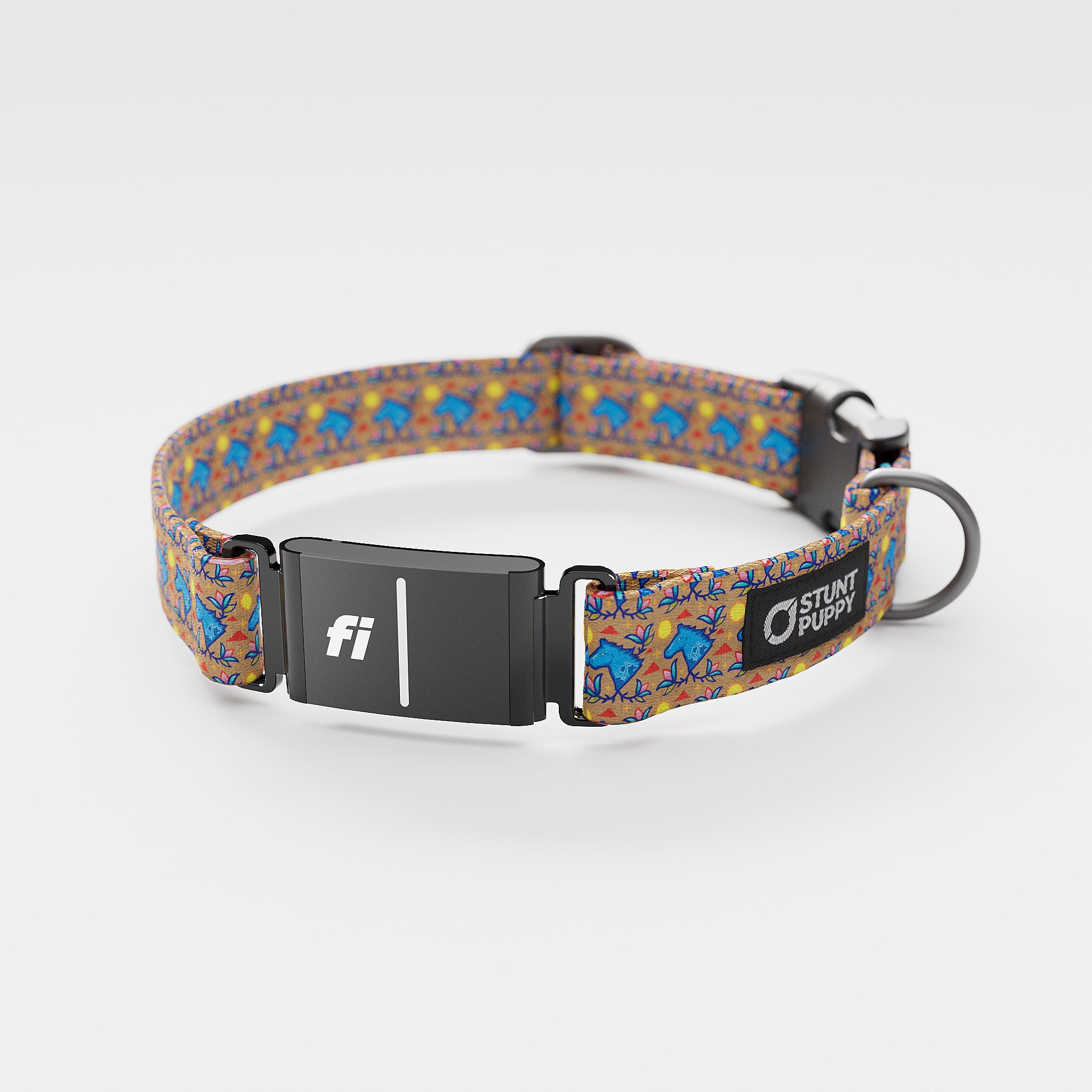 Fi GPS unit with Plains Guardians Pattern Collar Dog Collar Stunt Puppy